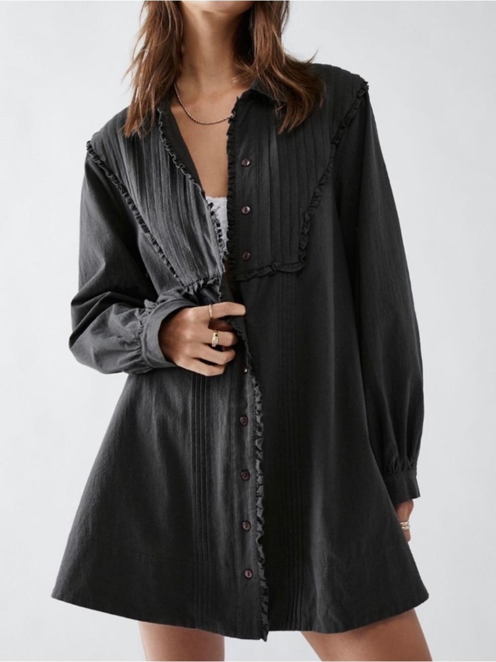 Free People | NWT Cherry Mini Button-Front Dress w/pockets Sz XS